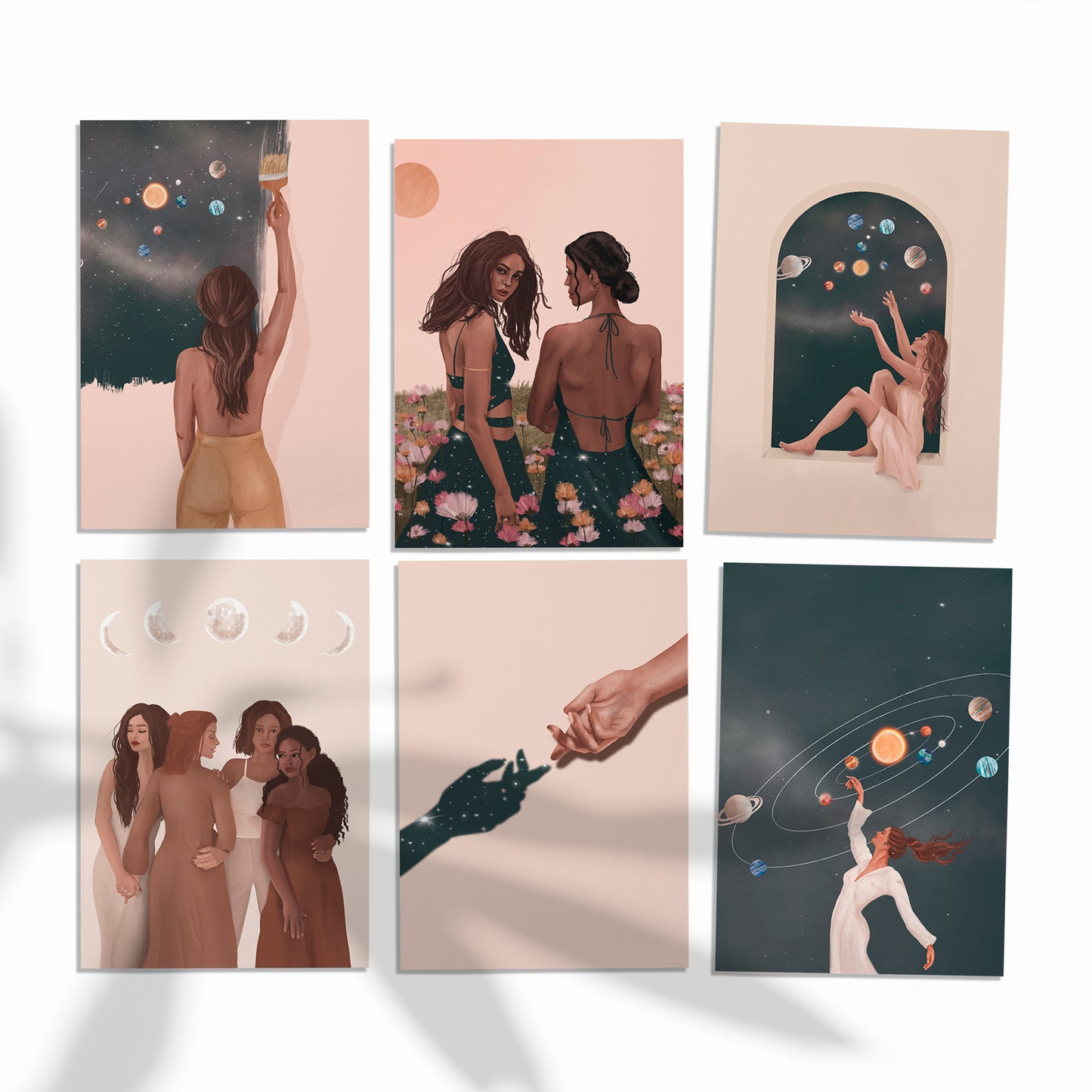 Set of 6 Celestial postcards - Universe inspired cards
