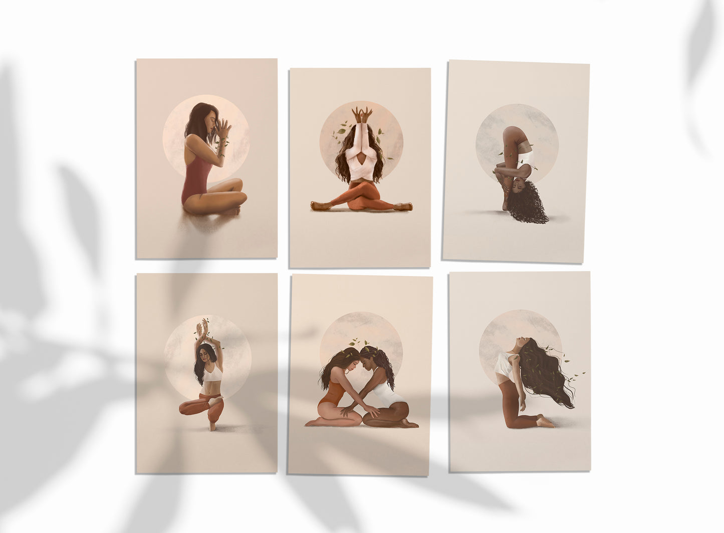 Lot de 6 cartes postales Poses de Yoga - Cartes yoga A6