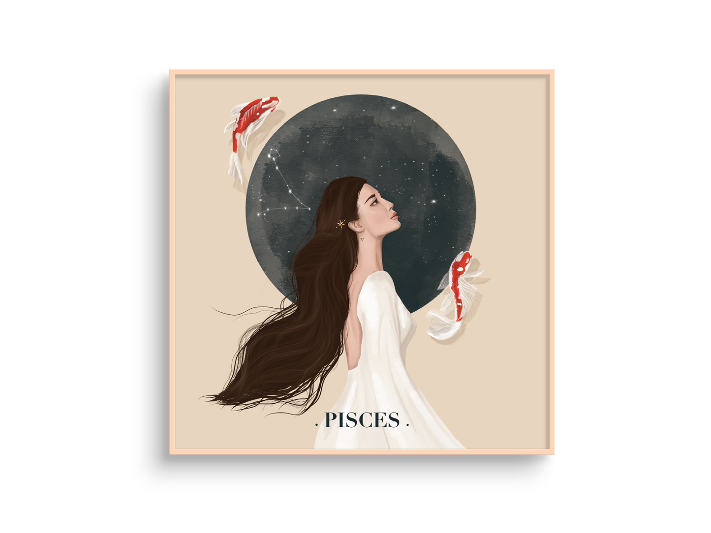 pisces square zodiac illustration print